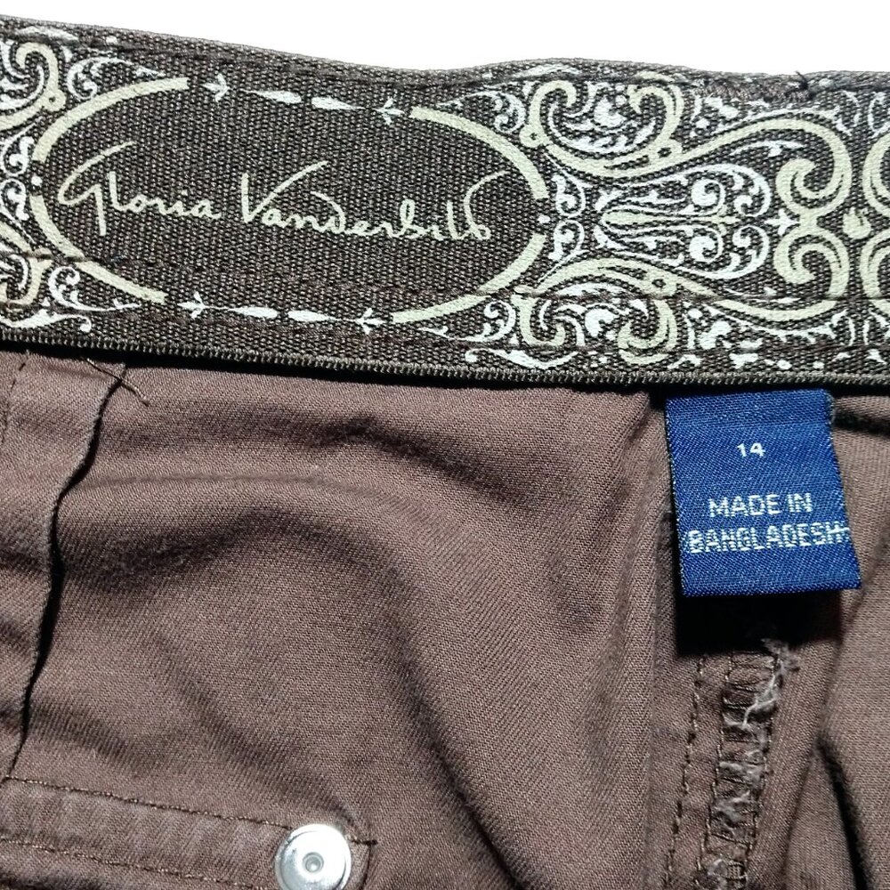 Gloria Vanderbilt Women's Brown Cargo Capri Drawstring Tie Cuff Size 14 - Picture 8 of 9